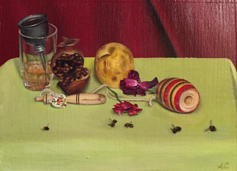 Acrylic painting MAYBE ONE DAY WE CAN EAT AND DRINK MONEY by Arthur Carrillo