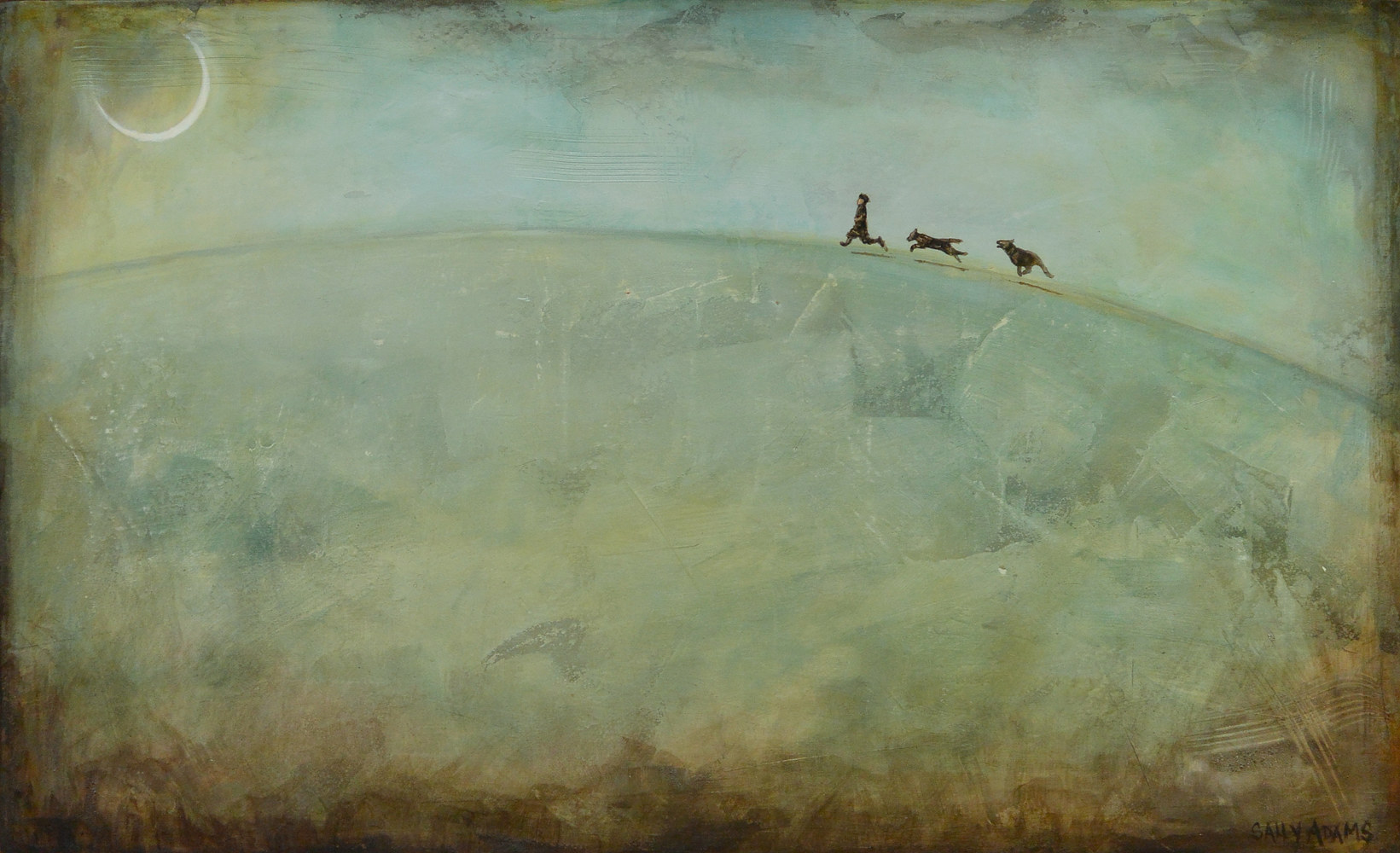Acrylic painting The Race Home by Sally Adams