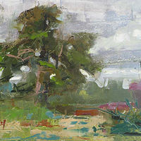 Oil painting Oak Island Oak Plein Air by William Sharp