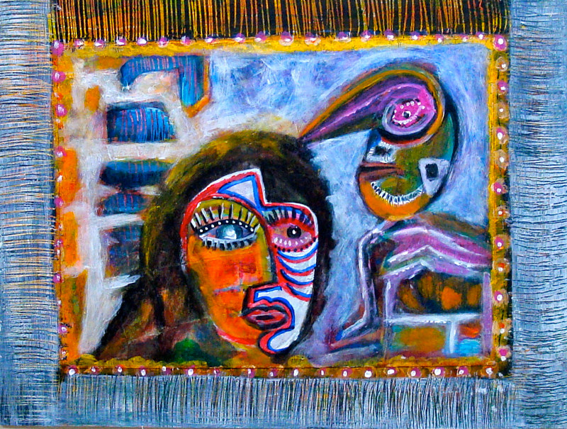 Acrylic painting Oracle and Alchemist by John Clinock
