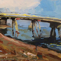 Oil painting Kelley Point Park Bridge study by William Sharp