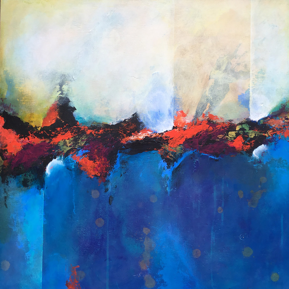 Mixed-media artwork "Thunder Ridge" by Mike Salcido