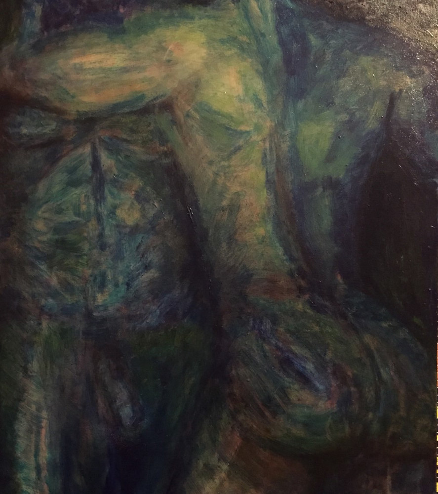 Oil painting Men In Blue by Kenneth Raaf