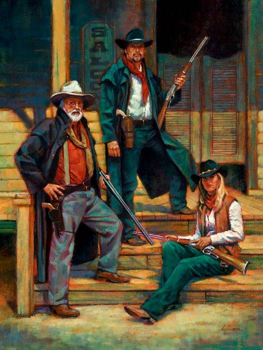 Oil painting The Patrons by Kim Fujiwara