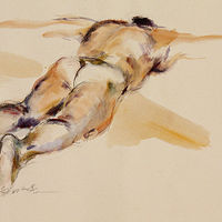 Watercolor Flying man by Madeline Shea