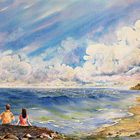 Watercolor New Love Rolls Forever by Wanda Hawse
