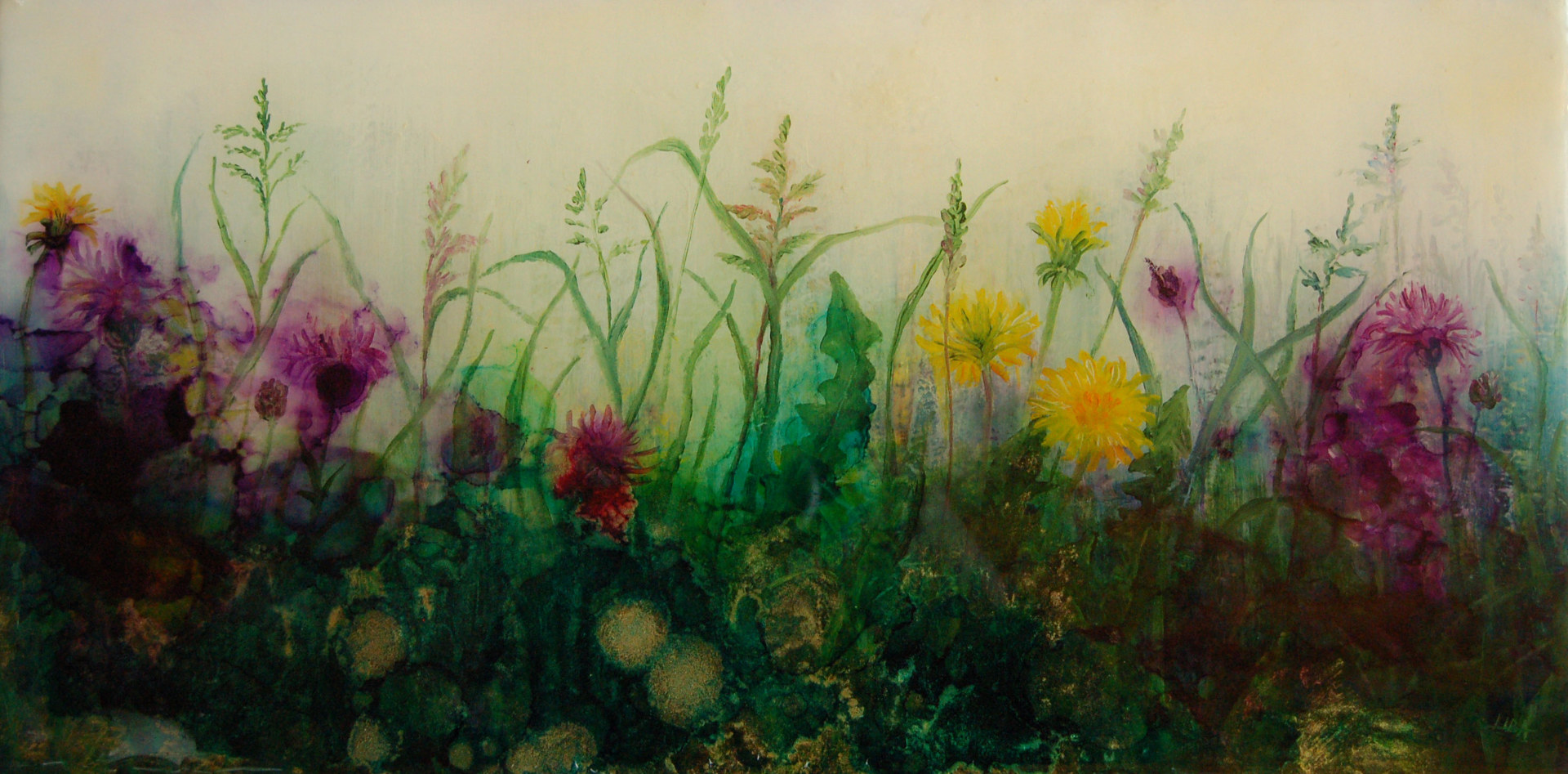 Oil painting Beauty and Time of Weeds II by Libuse Labik