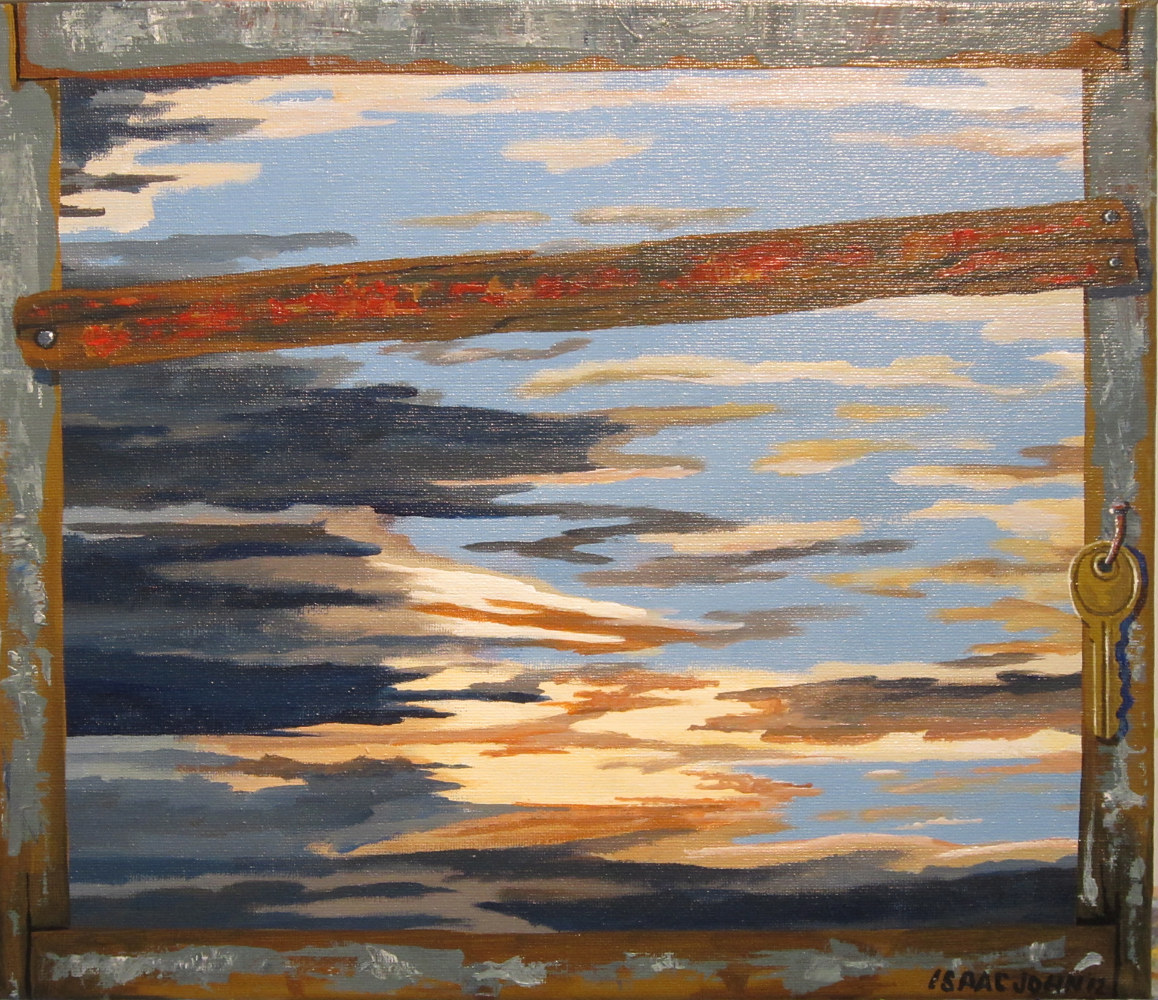 Acrylic painting Vancouver though window 9 by Isaac Lewis