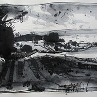 Acrylic painting Lost Dog Hill, Summer End by Harry Stooshinoff