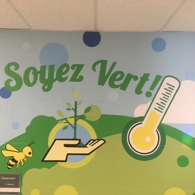 Painting Adrienne Clarkson P.S. - Eco Mural &quot;Soyez Vert&quot; by Cindy Scaife