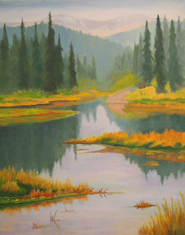 Oil painting Mclean Pond by Brent Ciccone