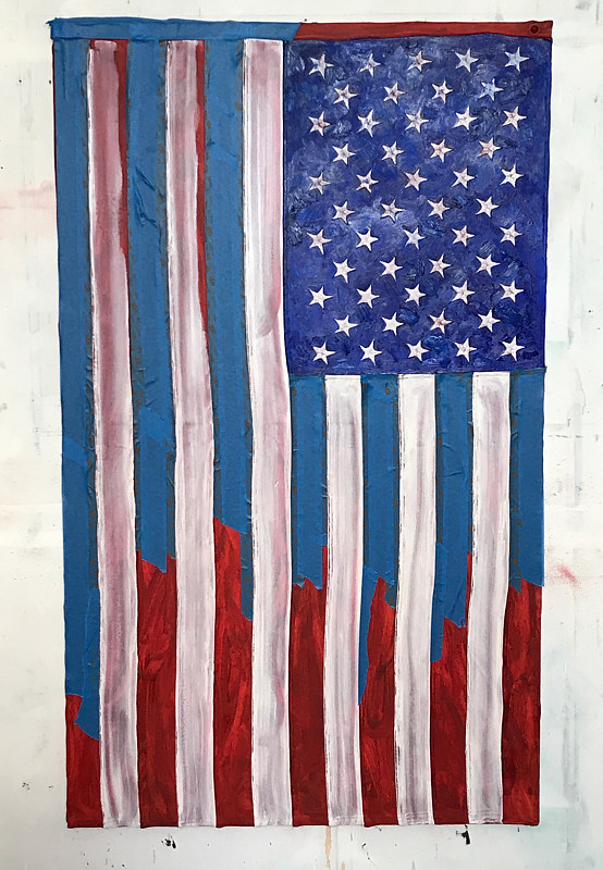 Oil painting Sandy&#039;s Flag in Process by Edward Miller