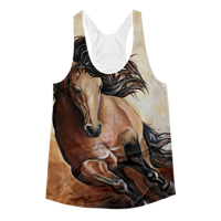 Galloping Buckskin racerback T by Debbie Hart