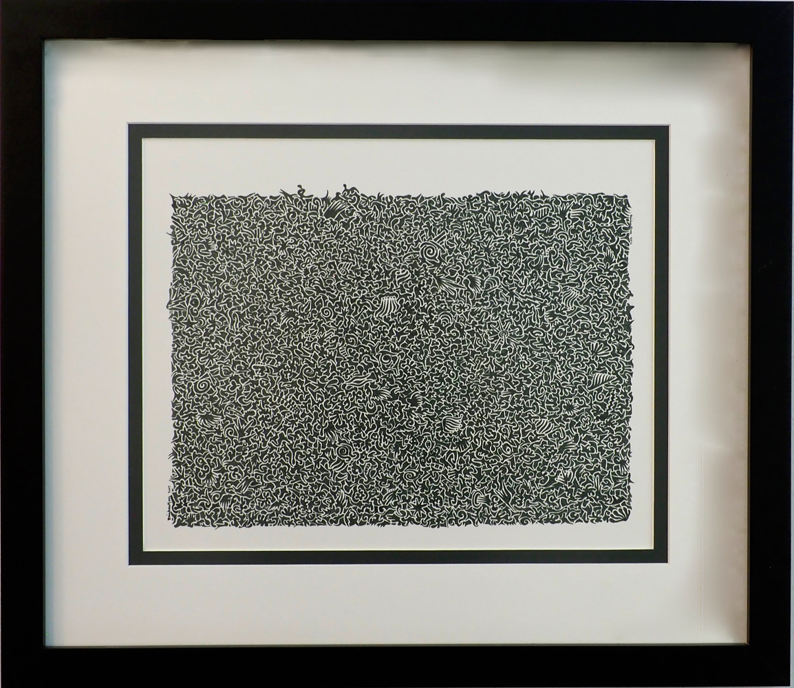 Blue black ink on white paper by Rainbow Moon