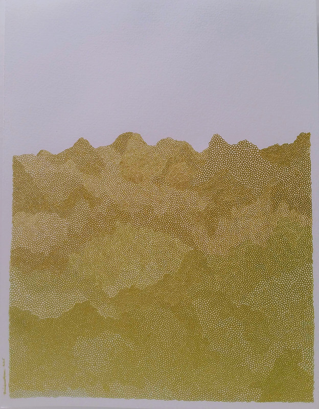 Metallic gold inks on white paper RainbowMoon Art Studio