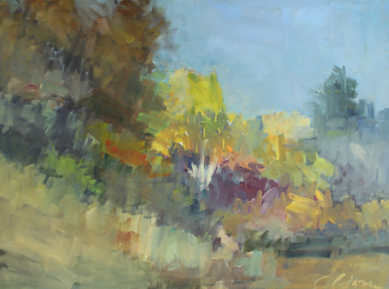 Prairie, OakTrees, Fall, oil on canvas, 30" x 40" by Susan Horn