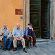 Oil painting Three Gentlemen of Cortona by Kathleen Gross