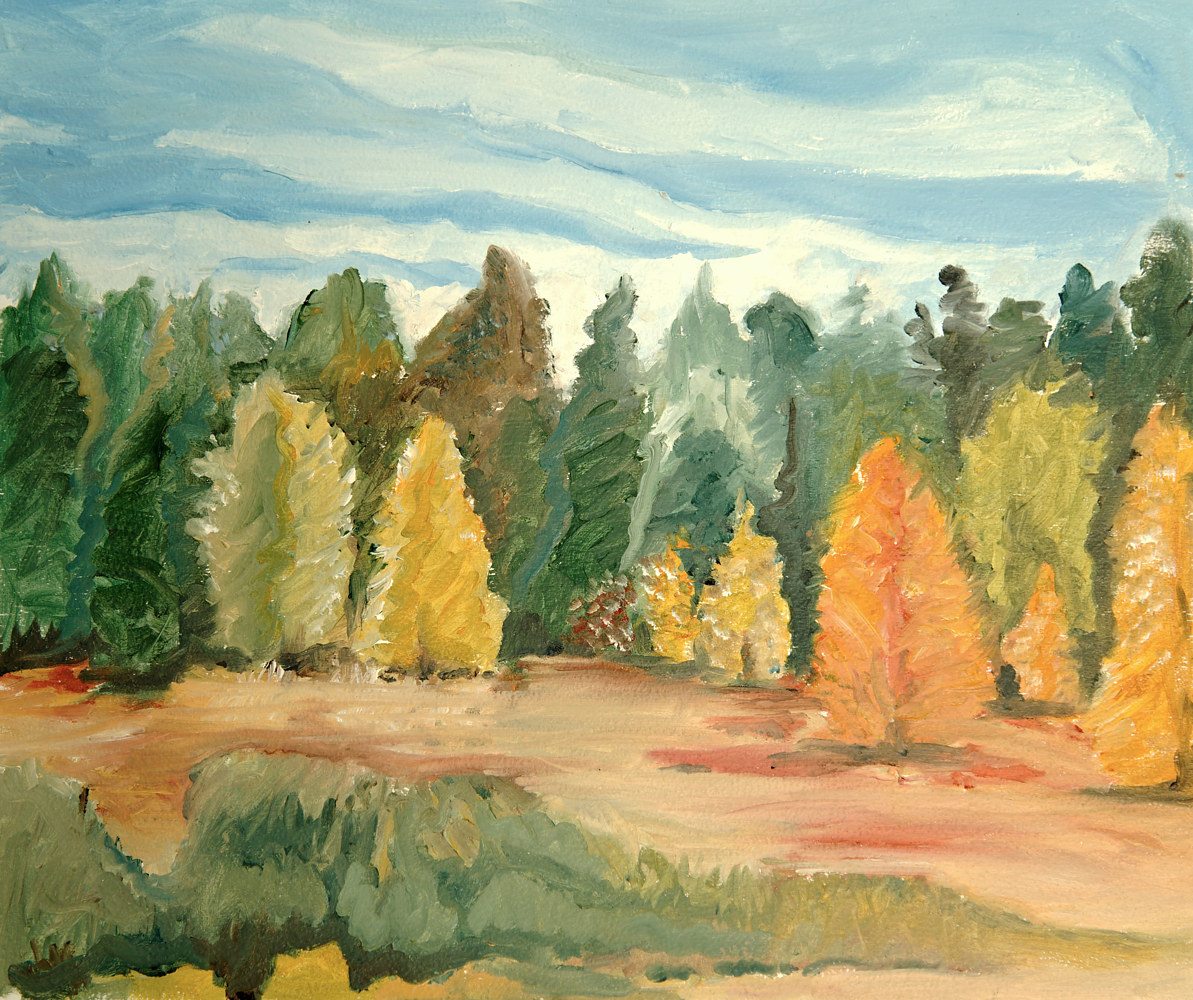 Oil painting Off Airport Road by Marc Brisson