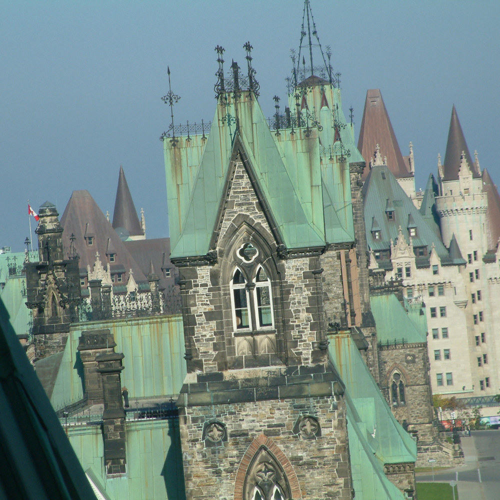 View of West Block, East Block and the Château Laurier hotel by Mike Steinhauer