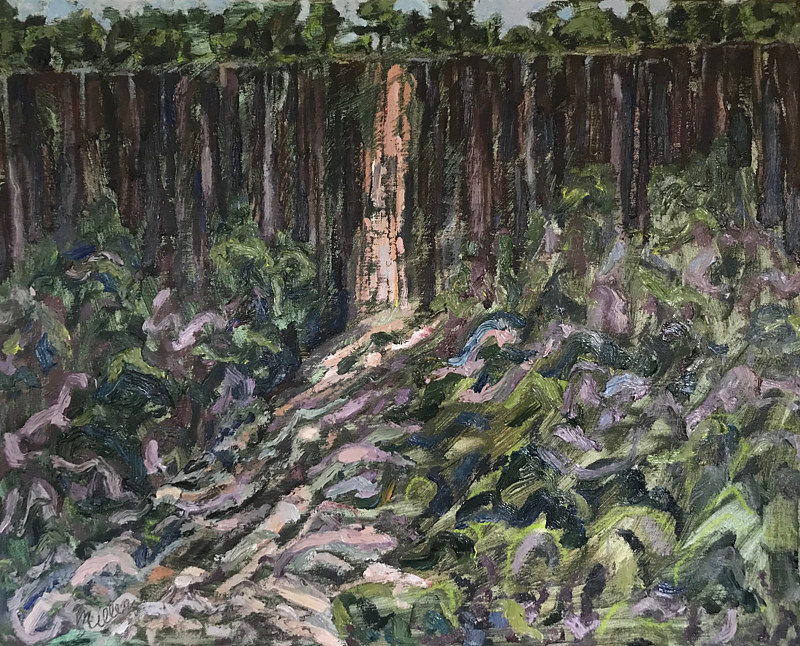 Oil painting Rockslide in May, 16 x 20, Oil on linen by Edward Miller