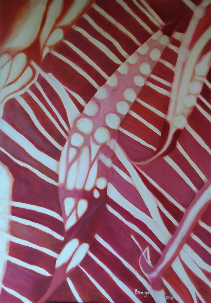 Oil painting Abstraction Shibori, #2 by Gwenda  Branjerdporn
