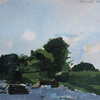 Acrylic painting Back Lane Evening  by Harry Stooshinoff