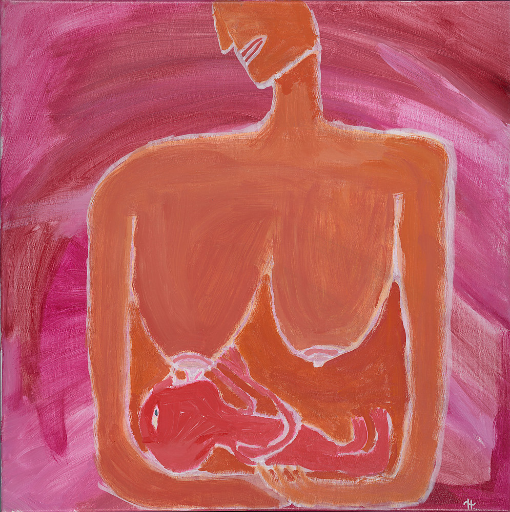 Acrylic painting The Life of A Goddess.   Maternal Instinct by Kyle Heinly
