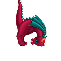 Print 5x7 Dragon Baby h, in holiday colors  by Sue Ellen Brown