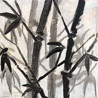 Bamboo-Black on White by Elizabeth Mercer