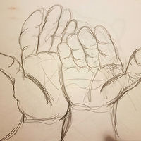 Drawing Hands Holding Out - Sketch by Matt Kantor
