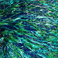 Detail of collar created with ocean plastics by Angela Dale