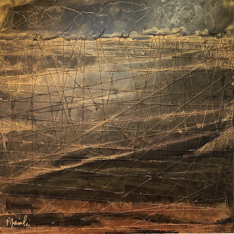 Oil painting AFTER FALLEN BLACK STORM gianneschi_patricia_rain  30 in X 30 in oil:mixed media by Patricia Rain Gianneschi-McNichols