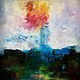 Mixed-media artwork &quot;Sunset Rainstorm&quot; by Mike Salcido