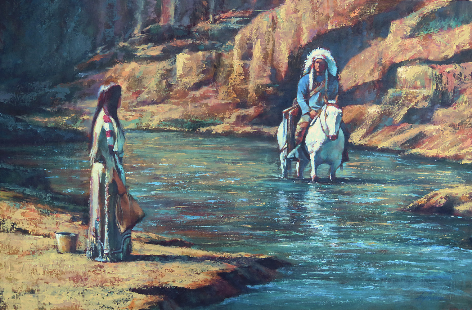 Oil painting "Enchanting Encounter" by Kim Fujiwara