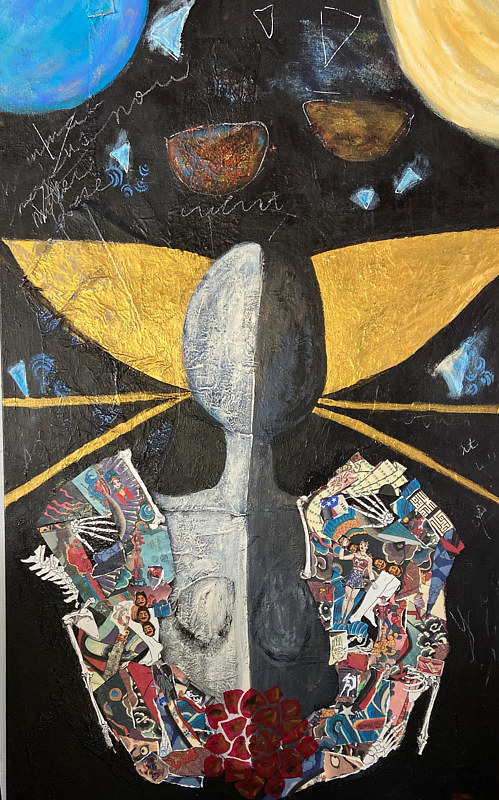 Mixed-media artwork Angyo (Peacemaker) by Deborah J Gorman