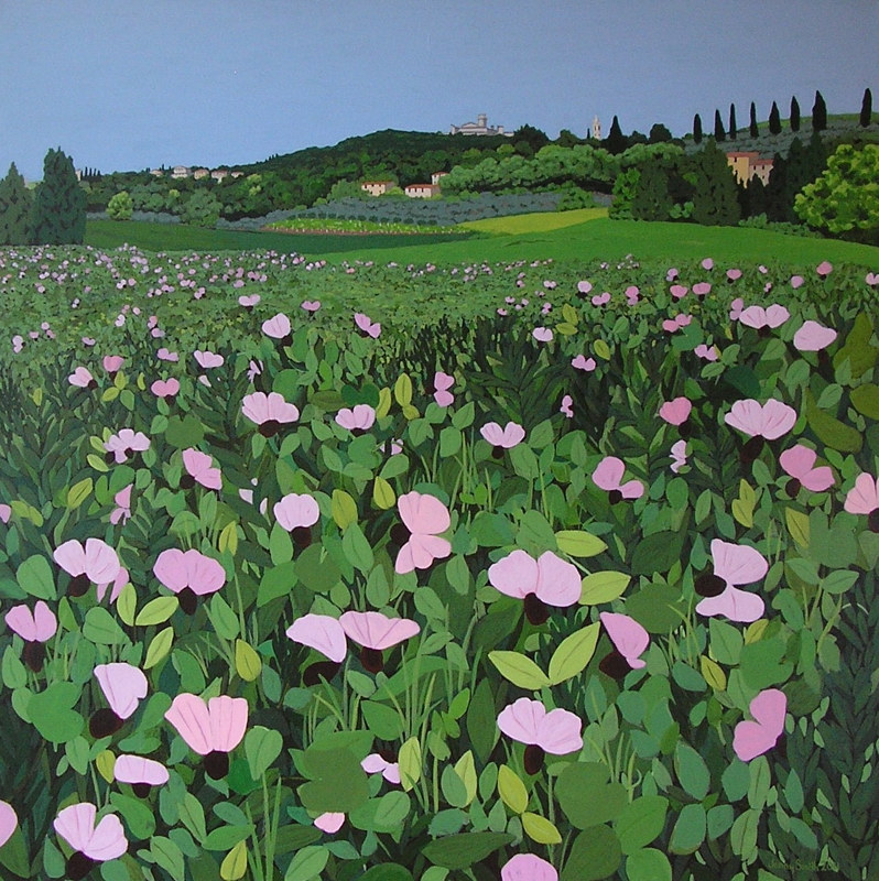 Acrylic painting Assisi Bean Flowers by Jenny Smith