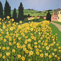 Acrylic painting Bevania Sunflowers copy by Jenny Smith