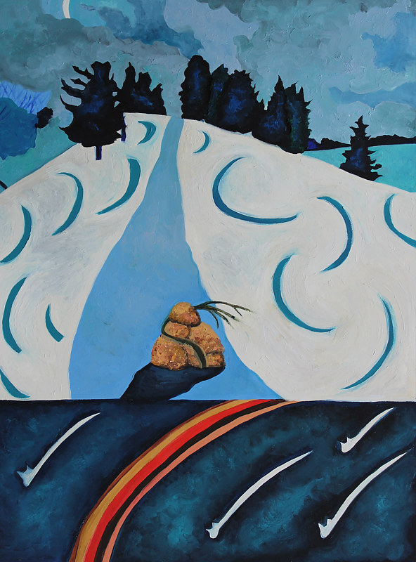 Oil painting Rainbow Bridge by Jane  Zednik