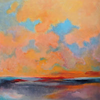 Painting Sunset on Black Lake by Svetlana Barker