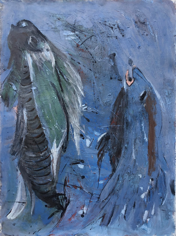 Acrylic painting Aquatic Animals in Support by Almut Dale