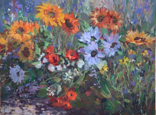 Oil painting  Day 2 - Flower Series September 2020 by Susette Gertsch