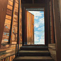 Acrylic painting Stairway to the Clouds by Isaac Lewis