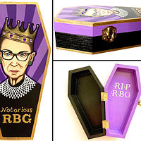 Acrylic painting Notorious RBG Mini Coffin Box by Yumi Knight
