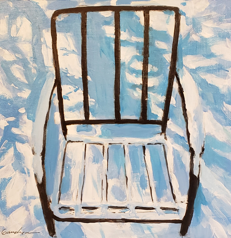 Cold seat 8x8 acrylic om birch.  by Michael Gaudreau