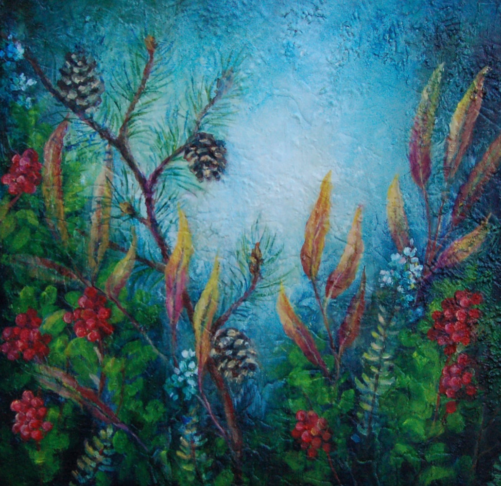 Oil painting Forest Walk II by Libuse Labik