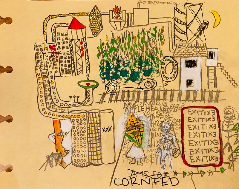 Mixed-media artwork Cornfed Sketch by Diane Green