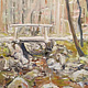 the bridge in the Forest 112x12n oil  by Michael Gaudreau