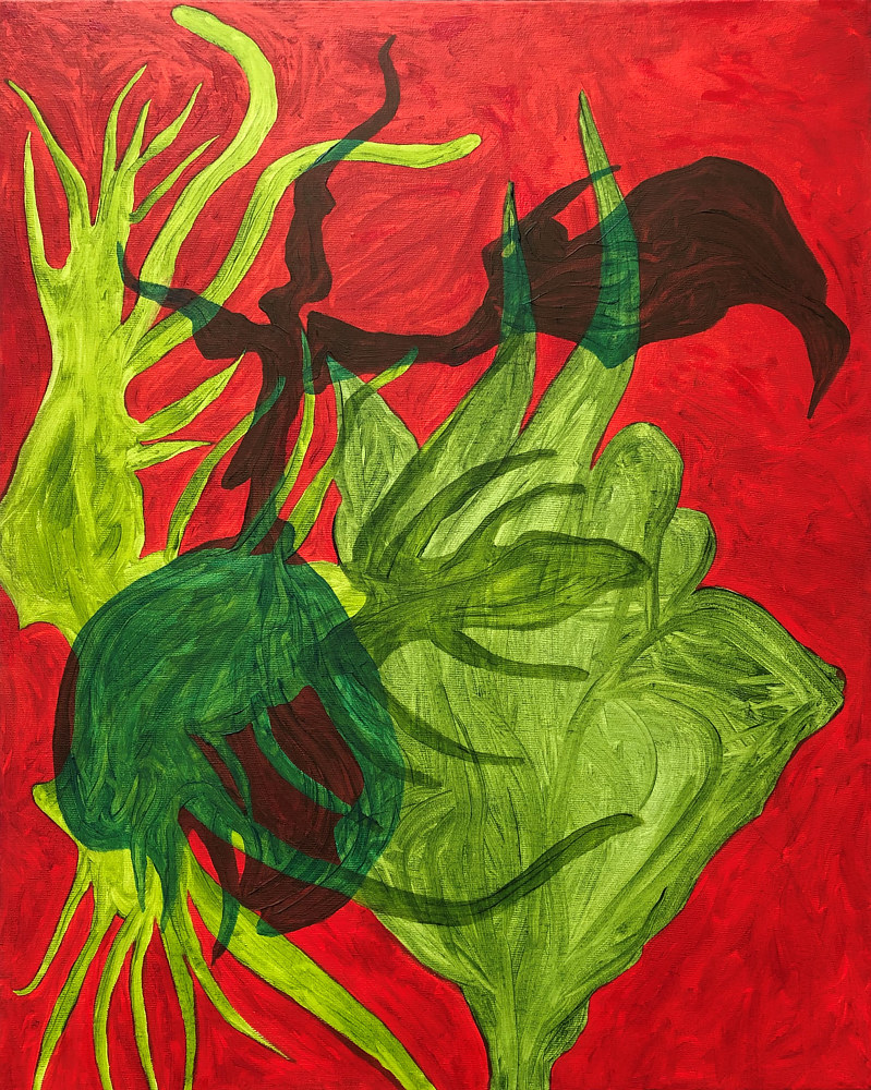 Oil painting Equilibrium in Red 2 by Pamela  Speight 