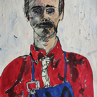 Acrylic painting Self Portrait with Apron  by Harry Stooshinoff