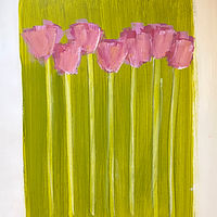 Acrylic painting Tulips on Green IV by Sarah Trundle